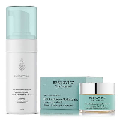 Berkovicz Night Ritual ZESTAW Ceramidowa pianka oczyszczająca 100 ml + Beta karotenowa maska regenerująca na noc 50 ml