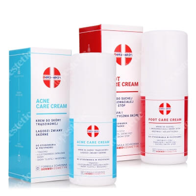 Beta Skin Acne Care Cream + Foot Care Cream ZESTAW Krem do skóry trądzikowej, łagodzi zmiany skórne 75 ml + Krem do suchej i zrogowaciałej skóry stóp 75 ml