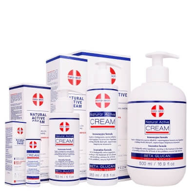 Beta Skin Natural Active Cream Mega Pack ZESTAW Krem łagodzący 50 ml + Krem łagodzący 250 ml + Krem łagodzący 150 ml + Krem łagodzący 500 ml