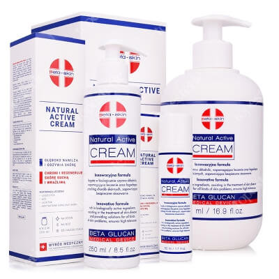 Beta Skin Natural Active Cream Mega Pack ZESTAW Krem travel size 50 ml + Krem 250 ml + Krem 500 ml