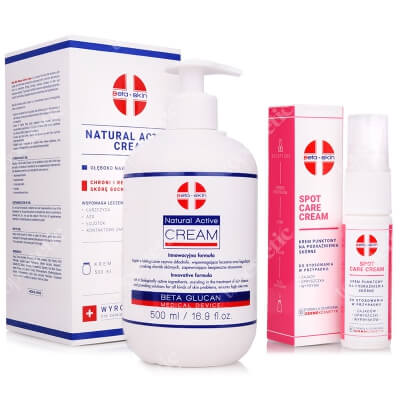 Beta Skin Natural Active Cream + Spot Care Cream ZESTAW Krem łagodzący przebieg chorób skórnych 500 ml + Krem punktowy na podrażnienia skórne 15 ml