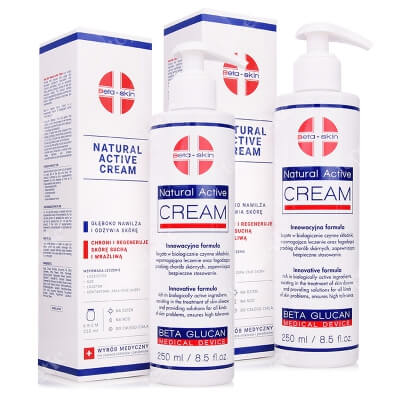 Beta Skin Natural Active Cream x 2 ZESTAW Krem łagodzący przebieg chorób skórnych 250 ml x 2