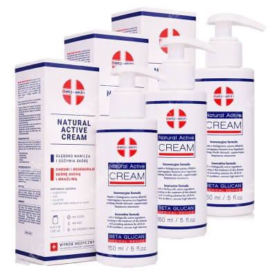 Beta Skin Natural Active Cream x 3 ZESTAW Krem łagodzący przebieg chorób skórnych 150 ml x 3