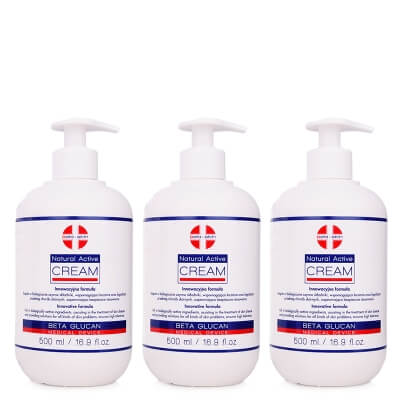 Beta Skin Natural Active Cream x 3 ZESTAW Krem łagodzący przebieg chorób skórnych 500 ml x 3