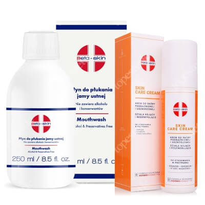 Beta Skin Skin Care Cream + Mouthwash ZESTAW Krem do skóry podrażnionej i uszkodzonej 150 ml + Płyn do higieny jamy ustnej z cynkiem i srebrem 250 ml