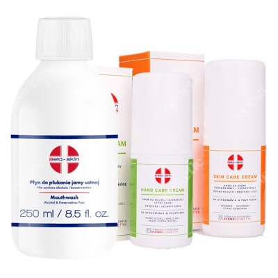 Beta Skin Skin + Mouthwash + Hand  ZESTAW Krem do skóry podrażnionej i uszkodzonej 75 ml + Płyn do higieny jamy ustnej 250 ml + Krem do dłoni 75 ml