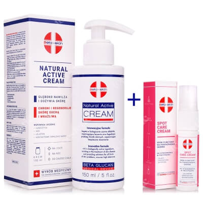 Beta Skin Spot Care Cream + Natural Active Cream ZESTAW Krem punktowy na podrażnienia skórne 15 ml + Krem łagodzący przebieg chorób skórnych 150 ml