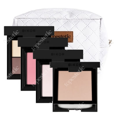 Bikor Bikor Cosmetic Bag ZESTAW Puder - N°3 8 g + Rozświetlacz 8 g + Róż N°2 8 g + Cienie do powiek N°5 + Kosmetyczka 1 szt