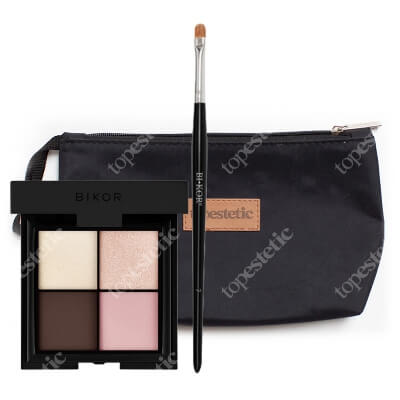Bikor Bikor Pro Brush N°7 + Morocco Eye Shadows N°4 ZESTAW Pędzel do cieni + Cienie do powiek - ​Marry me 4x2g + Kosmetyczka