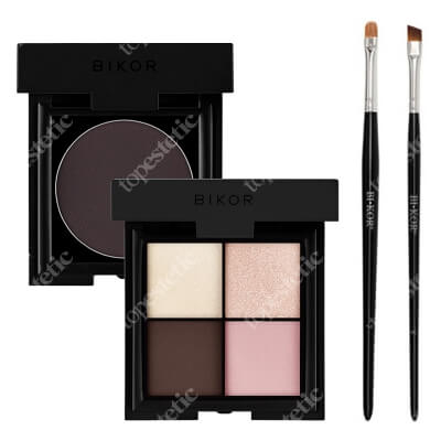 Bikor Color And Shine ZESTAW Eyeliner (kolor czekoladowy brąz) 3 g + Pędzel do brwi + Cienie do powiek - ​N°4 Marry me 4x2g + Pędzel do cieni 1 szt