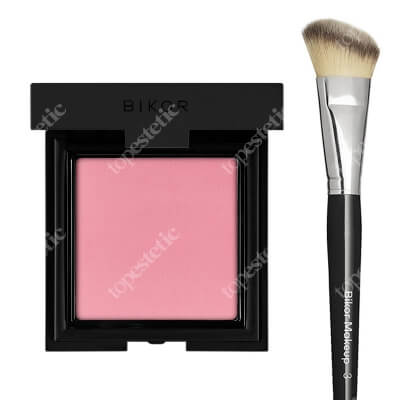 Bikor Como Blush + Bikor Pro Brush N°3 ZESTAW Róż - N°2 Rose Tea Mat (jasny, pastelowy róż) 8 g + Pędzel do różu 1 szt