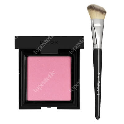 Bikor Como Blush + Bikor Pro Brush N°3 ZESTAW Róż - N°4 Summer Glow Satined (satynowy, opalizujący róż) 8 g + Pędzel do różu, syntetyczne włosie