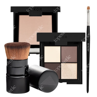 Bikor Favorite Colours ZESTAW Puder - N°3 Every you 8 g + Pędzel do pudru 1 szt + Cienie do powiek - N°11 Nature Queen 4x2g + Pędzel do cieni 1 szt