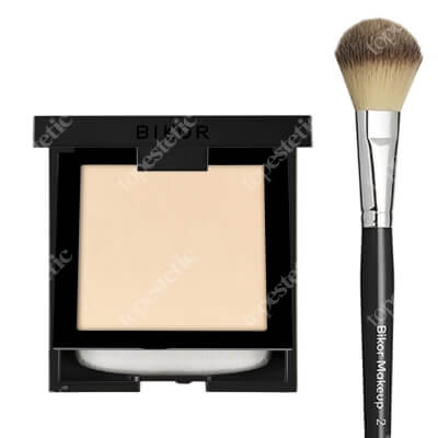 Bikor Oslo Compact Powder + Bikor Pro Brush N°2 ZESTAW Puder - N°1 (jasny, ciepły beż) 8 g + Pędzel do pudru, syntetyczne włosie