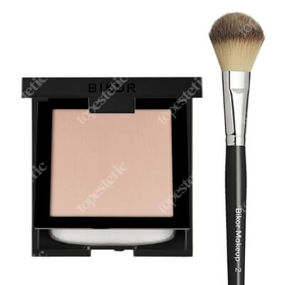 Bikor Oslo Compact Powder + Bikor Pro Brush N°2 ZESTAW Puder - N°3 (jasny, neutralny beż) 8 g + Pędzel do pudru, syntetyczne włosie