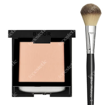 Bikor Oslo Compact Powder + Bikor Pro Brush N°2 ZESTAW Puder - N°4 (jasny miodowy) 8 g + Pędzel do pudru 1 szt
