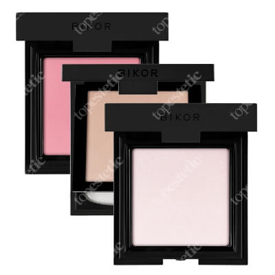 Bikor Powder + Highlighter + Blush ZESTAW Puder - N°3 Every you (jasny, neutralny beż) 8 g + Rozświetlacz 8 g + Róż - N°2 Rose Tea Mat (jasny, pastelowy róż) 8 g