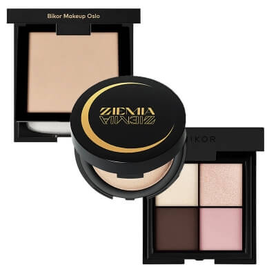 Bikor Skin Glow Effect ZESTAW Puder - N°5 Honey (miodowy) 8 g + Ziemia rozświetlająca 10 g + Cienie do powiek - ​N°4 Marry me 4x2g