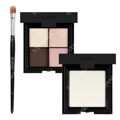 Bikor Tokyo Powder + Bikor Pro Brush N°5 + Morocco Eye Shadows ZESTAW Puder Transparentny Tokyo 8 g + Pędzel do cieni, pudru i korektora + Cienie do powiek - ​N°4 Marry me 4x2g