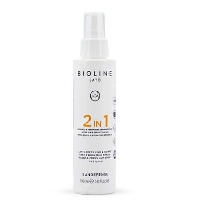 Bioline Jato 2 in 1 After Sun And Tan Activator Face And Body Milk Spray Wielofunkcyjny krem przedłużający i wzmacniający efekty opalania 150 ml