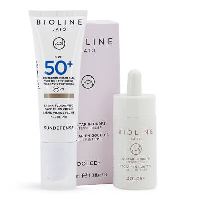 Bioline Jato Calming + Protect ZESTAW Nektar kojący 30 ml + Krem SPF 50 50 ml