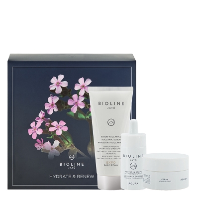 Bioline Jato Hydrate And Renew ZESTAW Peeling 100 ml + Nektar w kroplach Intensywnie nawilżający 30 ml + Krem Nawilżający 50 ml
