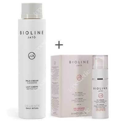 Bioline Jato Zestaw Dla Skóry Wrażliwej i Delikatnej ZESTAW Krem korygujący z filtrem 30 ml + Kremowe mleczko kojąco-oczyszczające 200 ml