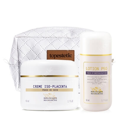 Biologique Recherche Lotion P50 + Creme Iso Placenta + Kosmetyczka ZESTAW Lotion do skóry tłustej 50 ml + Krem z placentą 50 ml + Kosmetyczka