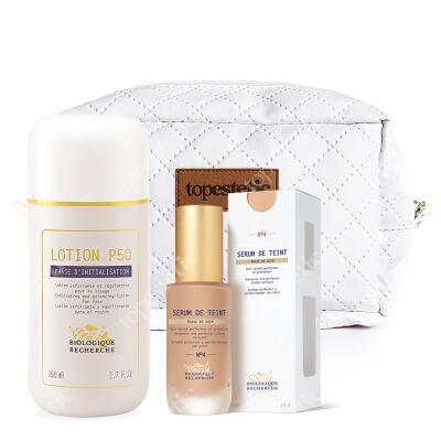 Biologique Recherche Lotion P50 + Sérum de Teint ZESTAW Złuszczający lotion do skóry tłustej 150 ml + Serum nadające skórze delikatny kolor (nr 4) 30 ml + Biała
