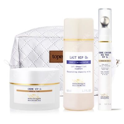 Biologique Recherche Zestaw Dotleniający ZESTAW Mleczko do demakijażu 50 ml + Krem pod oczy 30 ml + Krem do skóry normalnej 50 ml + kosmetyczka