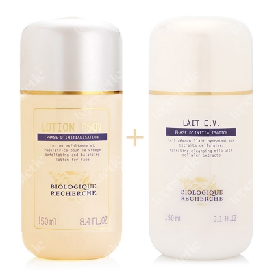 Biologique Recherche Zestaw oczyszczający dla skóry dojrzałej ZESTAW Lait E.V 150ml + Lotion P50V 150 ml