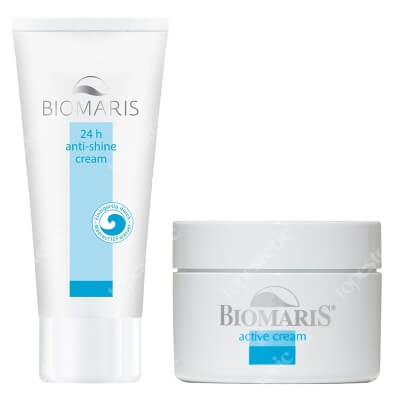 Biomaris Active Cream + 24 Anti Shine Cream ZESTAW Krem-maść z cynkiem do miejscowego stosowania 30 ml + Krem nawilżająco-matujący 50 ml