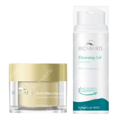 Biomaris Cleansing Gel + Multi-Effect Day Cream Without Perfume ZESTAW Łagodny oleożel 100 ml + Multiaktywny krem na dzień do skóry alergicznej, bezzapachowy 50 ml