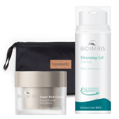 Biomaris Cleansing Gel + Super Rich Cream ZESTAW Łagodny oleożel 100 ml + Krem odżywczy 50 ml + Kosmetyczka 1 szt