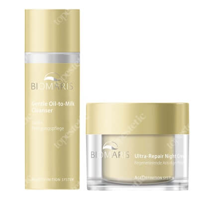Biomaris Gentle Oil-to-Milk Cleanser + Ultra-Repair Night Cream Without Perfum ZESTAW Zmywające mleczko w olejku 150 ml + Ultranaprawczy krem na noc do skóry alergicznej, bezzapachowy 50 ml
