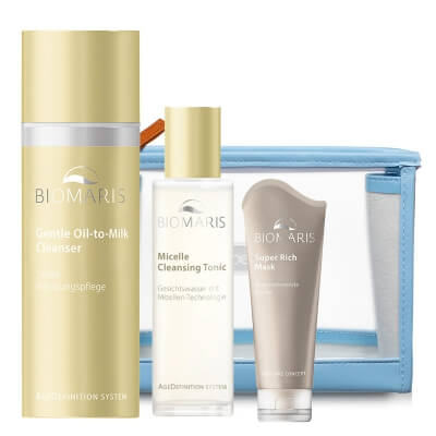 Biomaris Micelle Cleansing Tonic + Gentle Oil-to-Milk Cleanser + Super Rich Mask ZESTAW Tonik 100 ml + Mleczko w olejku 150 ml + Odżywcza maska 75 ml + Kosmetyczka 1 szt