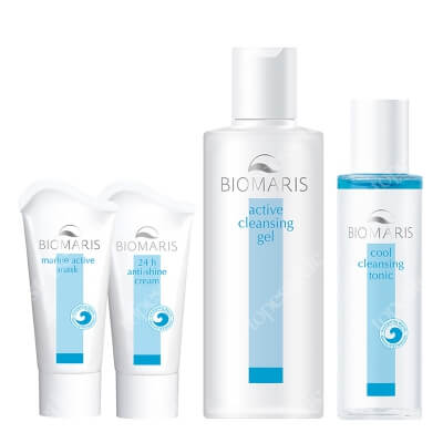Biomaris Oily Skin Set ZESTAW Tonik chłodzący 100 ml + Żel oczyszczający 200 ml + Maska 50 ml + Krem matujący 50 ml