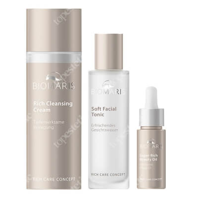 Biomaris Rich Cleansing Cream + Soft Facial Tonic + Super Rich Beauty Oil ZESTAW Śmietanka do demakijażu 150 ml + Tonik z wodą morską 100 ml + Olejek upiększający do skóry dojrzałej 15 ml