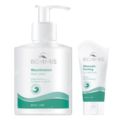 Biomaris Sea Salt Scrub + Wash Lotion ZESTAW Peeling enzomechaniczny z algami wapiennymi 50 ml + Łagodny żel myjący 300 ml