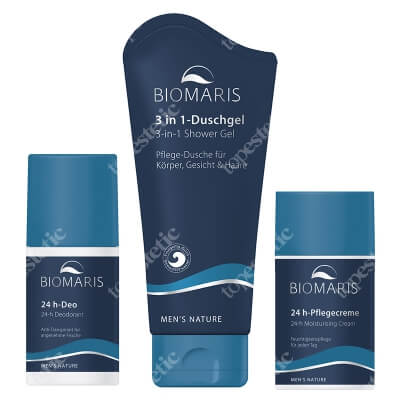Biomaris Set for Men ZESTAW 24-godzinny antyperspirant 50 ml + 24-godzinny krem nawilżający 50 ml + Żel pod prysznic 3w1 200 ml