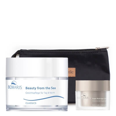 Biomaris Super Rich Eye Cream + Beauty From The Sea Cream ZESTAW Krem pod oczy 15 ml + Krem odżywczy do skóry suchej 50 ml + Kosmetyczka 1 szt