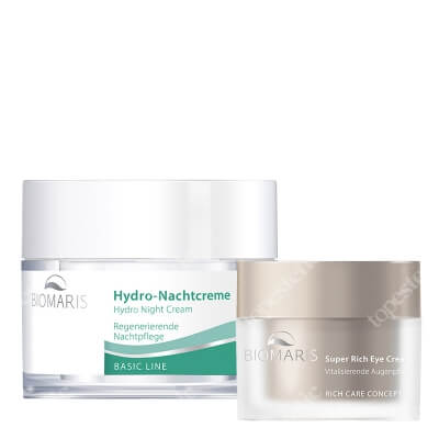Biomaris Super Rich Eye Cream + Hydro Night Cream ZESTAW Krem pod oczy z masłem shea, bezzapachowy 15 ml + Krem regenerujący na noc 50 ml