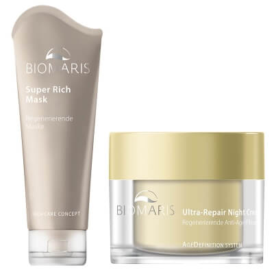 Biomaris Super Rich Mask + Ultra-Repair Night Cream Without Perfum ZESTAW Odżywcza maska do skóry suchej i dojrzałej 75 ml + Ultranaprawczy krem na noc do skóry alergicznej, bezzapachowy 50 ml