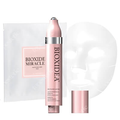 Bioxidea Miracle 24 Face Mask + Outline Saver Eyes And Lips Anti-Wrinkle Serum ZESTAW Maska na twarz nawilżająco - liftingująca 1 szt + Przeciwzmarszczkowe serum na okolice oczu i ust 6.5ml