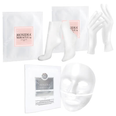 Bioxidea Miracle 24 Foot Mask + Miracle 24 Hand Mask + Miracle 48 Excellence Diamond ZESTAW Maska na stopy 1 szt. + Maska na dłonie 1 szt. + Maska na twarz nawilżająco - kojąca 1 szt.