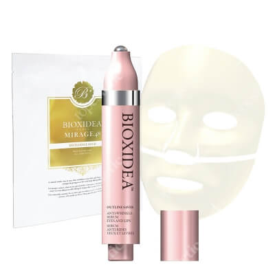 Bioxidea Mirage 48 Excellence Gold + Outline Saver Eyes And Lips Anti-Wrinkle Serum ZESTAW Maska do twarzy nawilżająco - przeciwstarzeniowa 1 szt + Serum na okolice oczu i ust 6.5ml