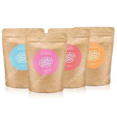 Body Boom Body Boom Set ZESTAW Peeling kawowy Oryginał + Kokos + Grejpfrut + Truskawka 4x 200g