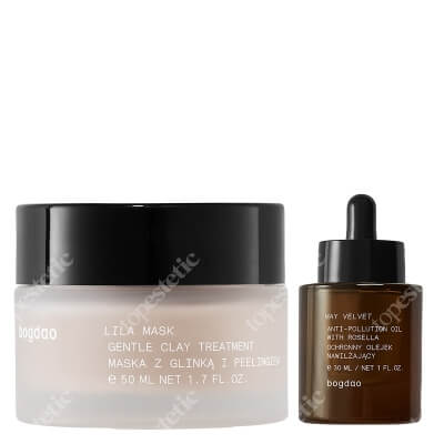 Bogdao Lila Mask + May Velvet ZESTAW Maska z glinką i peelingiem 50 ml + Nawilżający olejek ochronny 30 ml