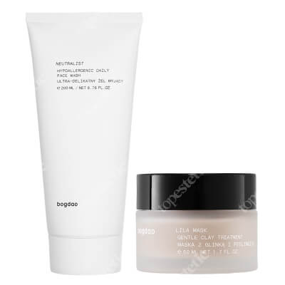 Bogdao Lila Mask + Neutralist ZESTAW Maska z glinką i peelingiem 50 ml + Ultra-delikatny żel myjący do twarzy 200 ml