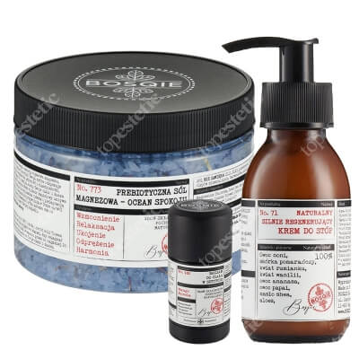 Bosqie Bath Salt + Body Balm Stick + Foot Cream ZESTAW Sól - Ocean Spokoju 500 g + Balsam w sztyfcie - mango i morela 75 g + Regenerujący krem do stóp 90 ml